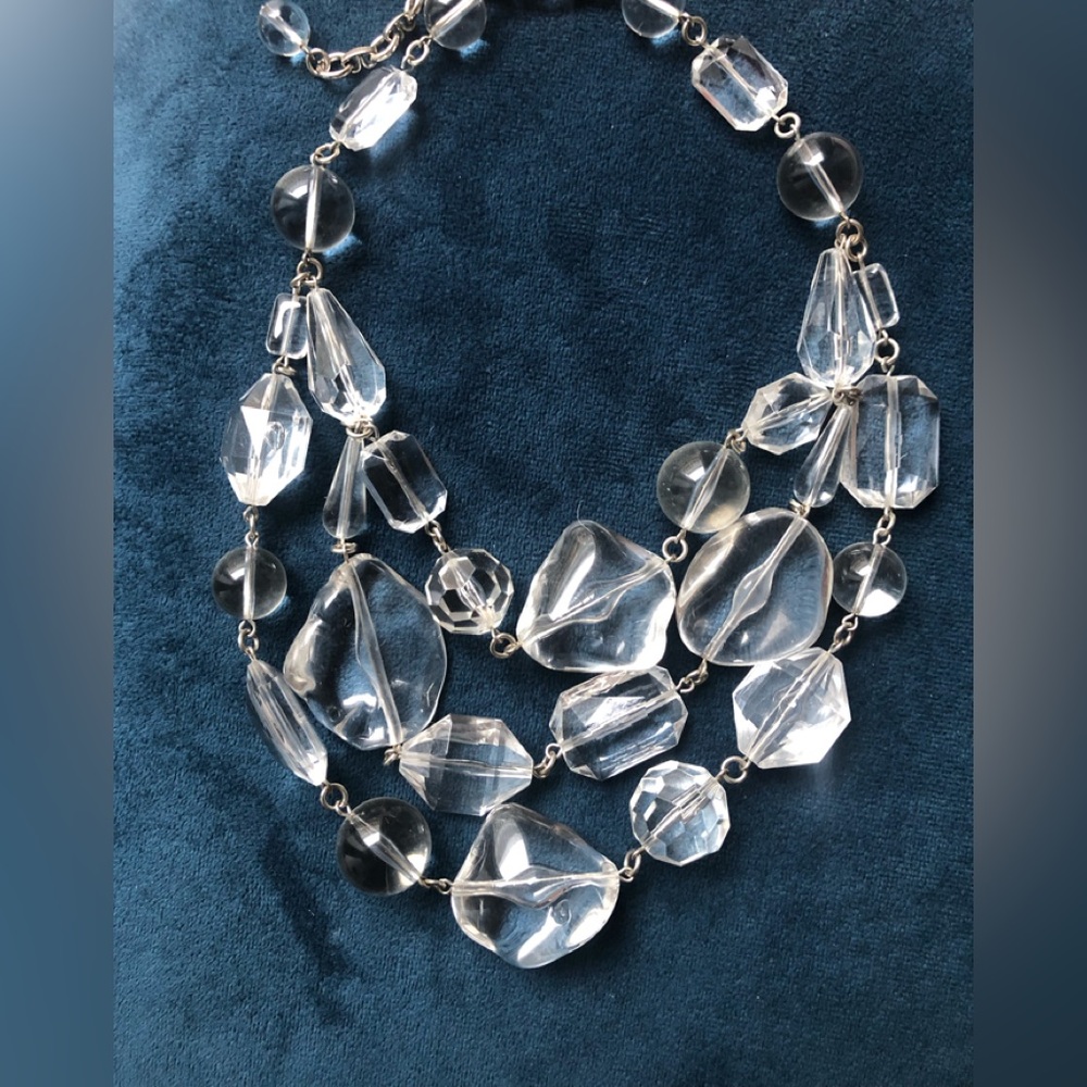 Vintage Ben Amun 3 Strand Lucite Necklace.
